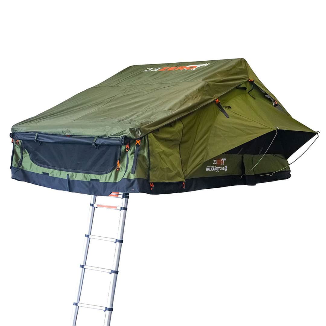 23ZERO Walkabout 62 soft shell rooftop tent shown open from the front