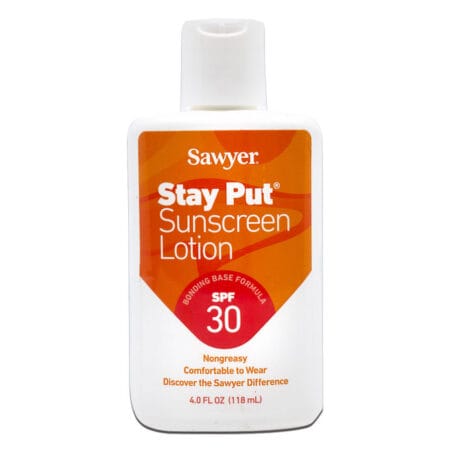 Sawyer Stay Put Bonding Base SPF 30 Sunscreen 4 oz pump bottle front view