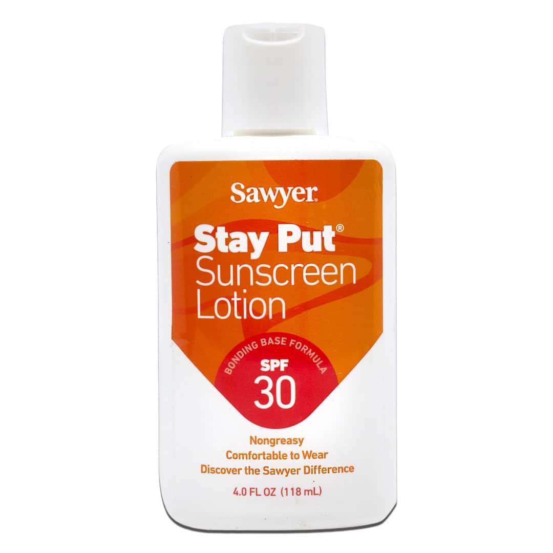 Sawyer Stay Put Bonding Base SPF 30 Sunscreen 4 oz pump bottle front view