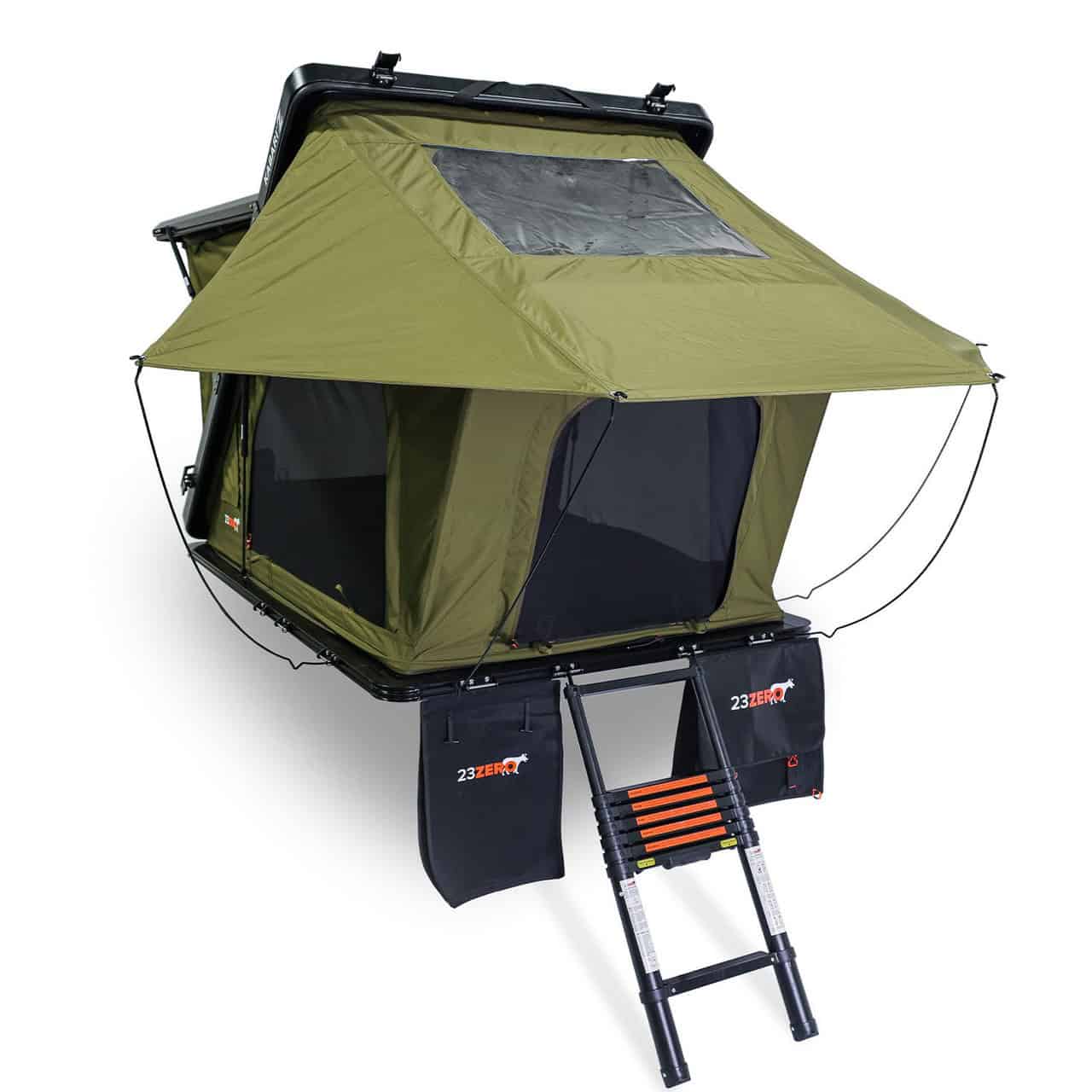23Zero Kabari Z rooftop tent fully deployed in Z-lift configuration