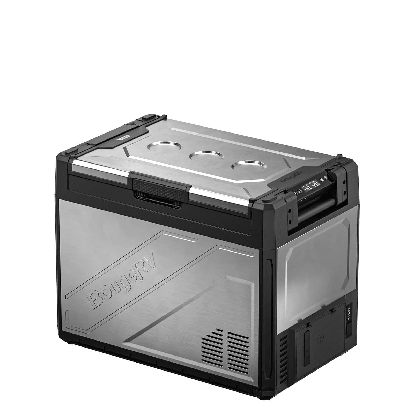 Image of the BougeRV Rocky V3.0 69QT portable fridge freezer, designed for overlanding, camping, RV travel, and road trips.